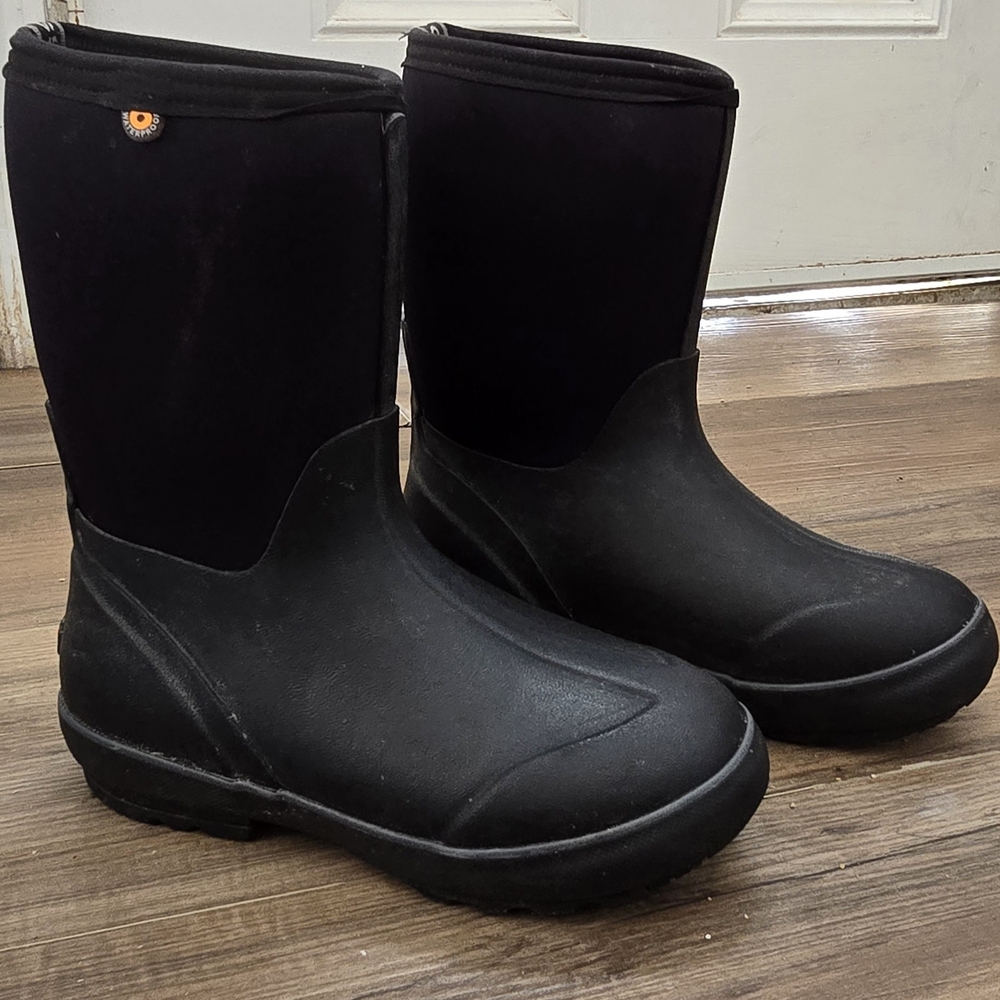 Black Waterproof Mid-Calf Rain/Snow Boots